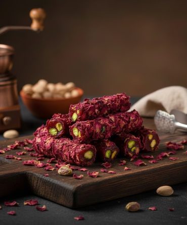 Spezial-Lokum mit Rosenblätter, Granatapfel und Pistazien